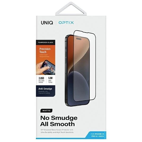 UNIQ Optix Matt matt herdet glass for iPhone 15 Pro med applikator