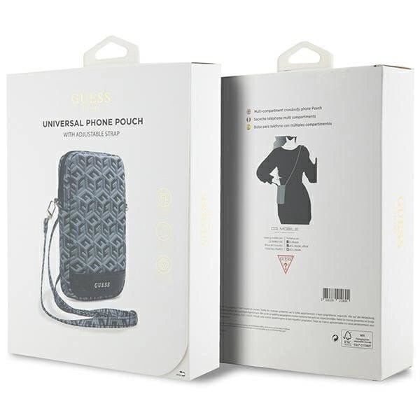 Guess Zip GCube Bottom Stripe telefonveske - svart