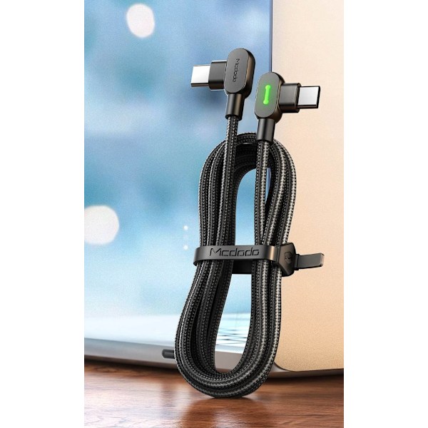 MCDODO VINKELKABEL 90° USB-C SNABBLADDNING DUBBELSIDIG USB TYPE C LED 2M