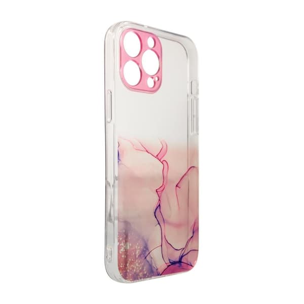 Marble Case deksel til iPhone 12 Pro Max, rosa marmor gel skall