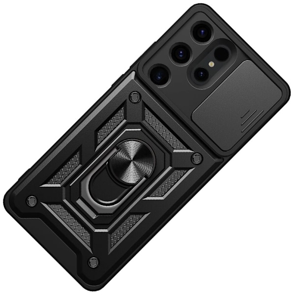 HYBRID ARMOR CAMSHIELD ETUI TIL SAMSUNG GALAXY S24 ULTRA PANSRET MED KAMERACOVER - SORT