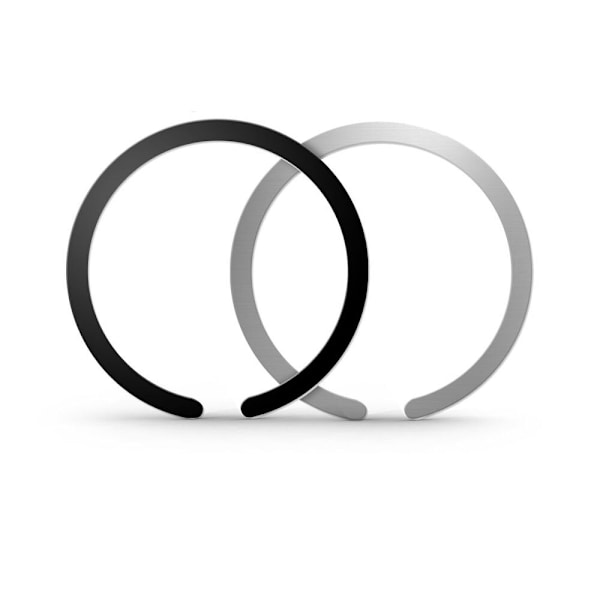 TEKNISK BESKYTTELSE METALPLATE MAGSAFE UNIVERSAL MAGNETISK RING 2-PACK SORT & SØLV