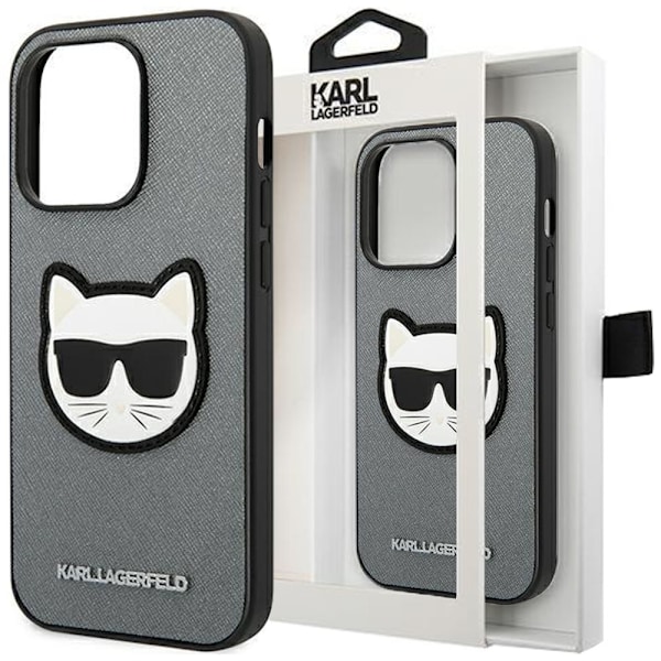 Karl Lagerfeld KLHCP14SSAPCHG iPhone 14 6.1 hardt deksel sølv/sølv Saffiano Choupette Head Patch