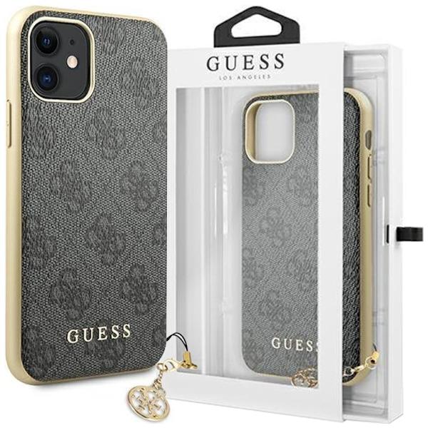 Guess GUHCN61GF4GGR-deksel til iPhone 11 / Xr Grå/Grå 4G Charms Collection