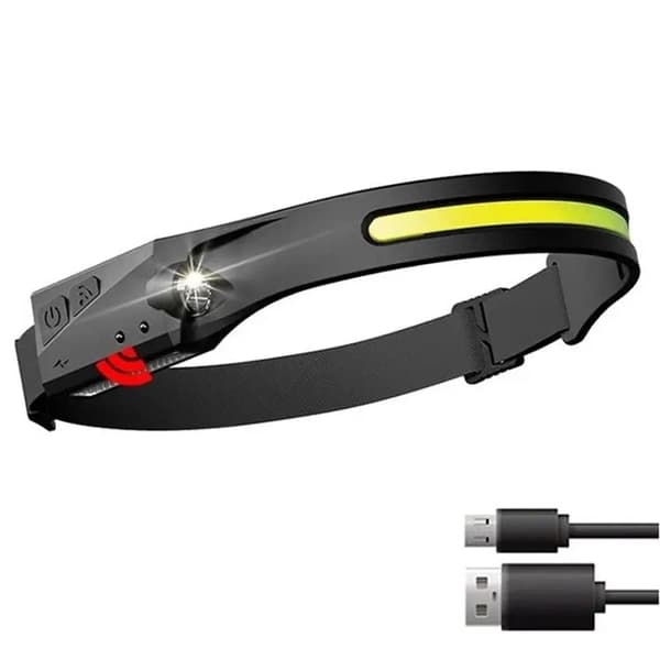 LED hodelykt med IPX4 bevegelsessensor USB-C 1200 mAh - svart