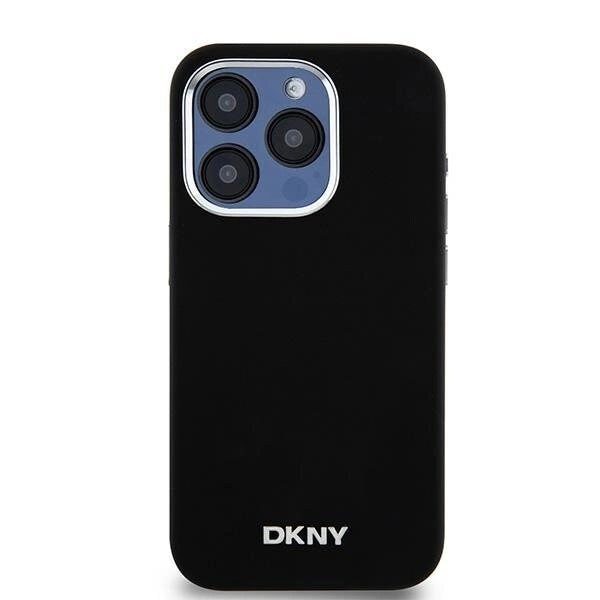 DKNY flytende silikon liten metalllogo MagSafe-deksel til iPhone 14 Pro - Svart