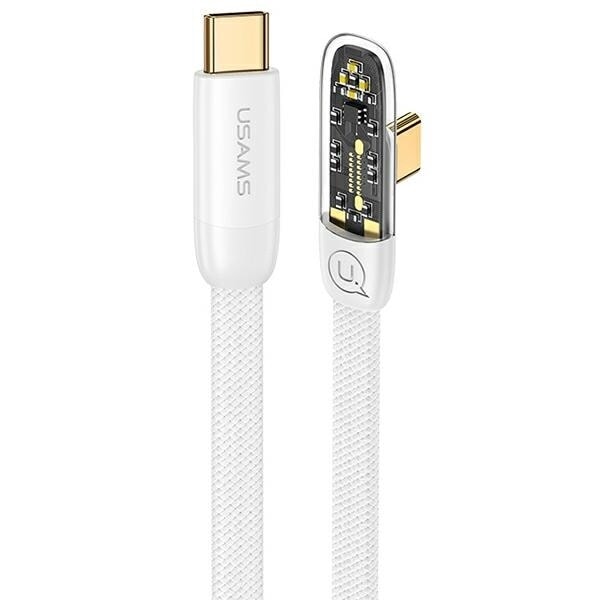 USAMS Vinklad USB-C till USB-C PD 100W Snabbladdning Iceflake Series-kabel 2m vit/vit SJ587USB02 (US-SJ587)