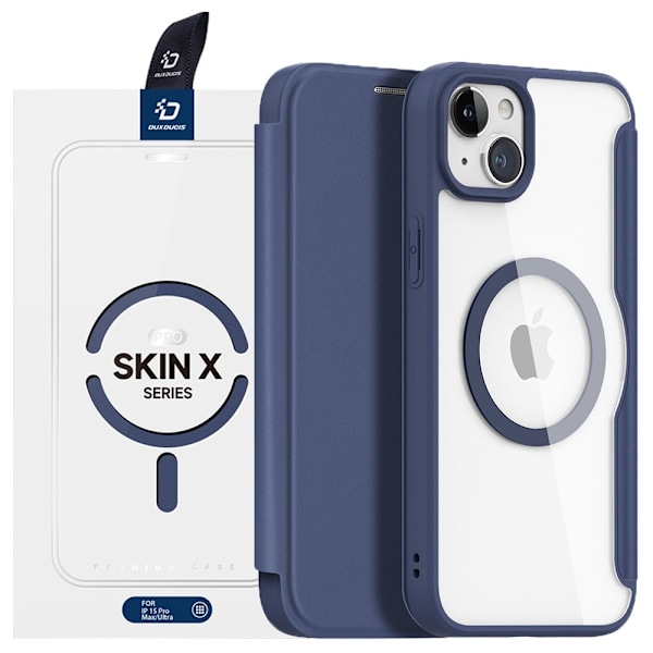 Dux Ducis Skin X Pro Magnetic Flip-deksel med MagSafe til iPhone 15 - Blå