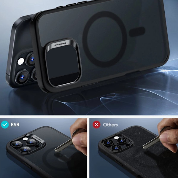 ESR CLASSIC HYBRID HALOLOCK MAGSAFE ETUI SÆT + HÆRDET GLAS TIL IPHONE 16 PRO MAX - GENNEMSIGTIG MED SORT RAMME