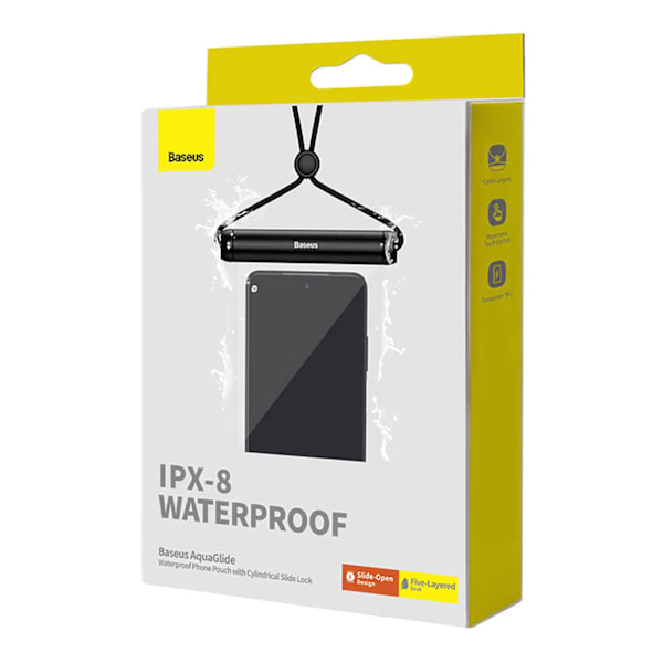 BASEUS AQUAGLIDE BS-PC030 ETUI VANDTÆT IPX8 MED CYLINDRISK LÅS - SORT