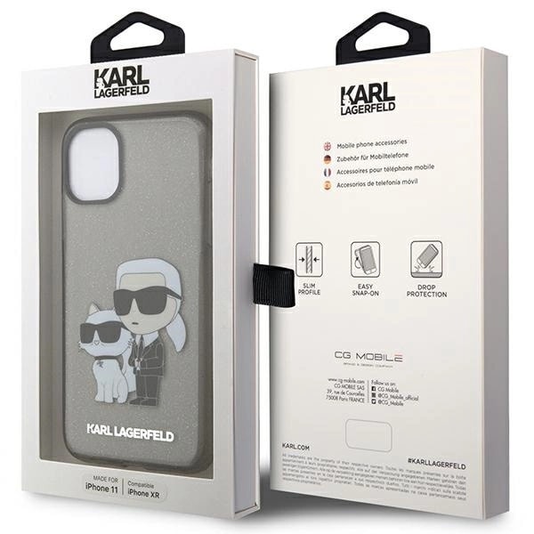 KARL LAGERFELD GLITTER KARL&CHOUPETTE ETUI TIL IPHONE 11 / XR - SORT