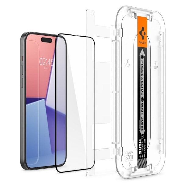 HERDET GLASS SPIGEN GLAS.TR "EZ FIT" FC 2-PACK IPHONE 15 SVART