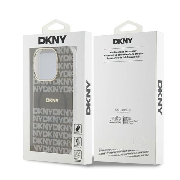 DKNY IML Mono & Stripe MagSafe beskyttelsesdeksel til iPhone 15 Pro - beige