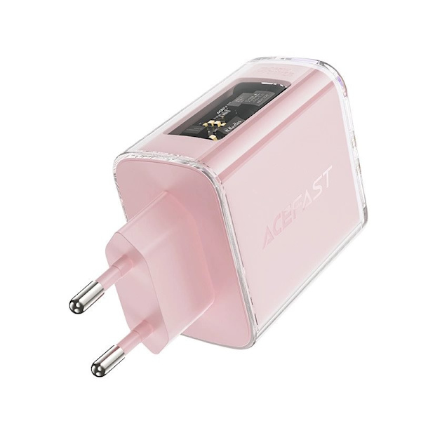 ACEFAST FAST NETVÆRKSLADER GAN 65W 3 PORTE (1XUSB, 2XUSB C) PINK
