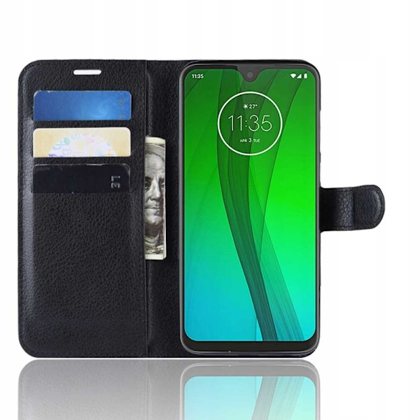 Litchi-Fodral För Motorola Moto G7 G7 Plus Svart