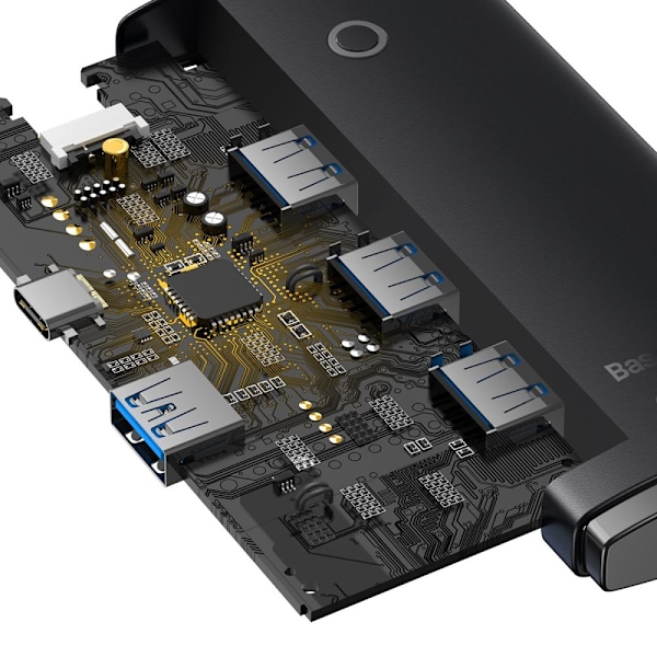 BASEUS MULTIFUNKTIONEL ADAPTERHUB USB C - 4X USB 3.0 25CM SORT