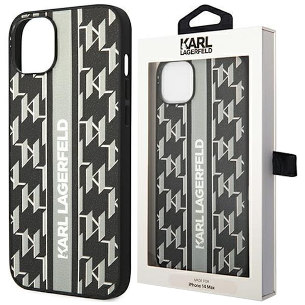 KARL LAGERFELD MONOGRAM STRIPE ETUI TIL IPHONE 14 PLUS - GRÅ