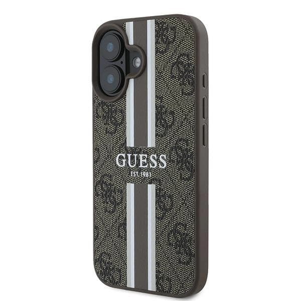 GUESS 4G PRINTED STRIPES MAGSAFE ETUI TIL IPHONE 16 PLUS - BRUN