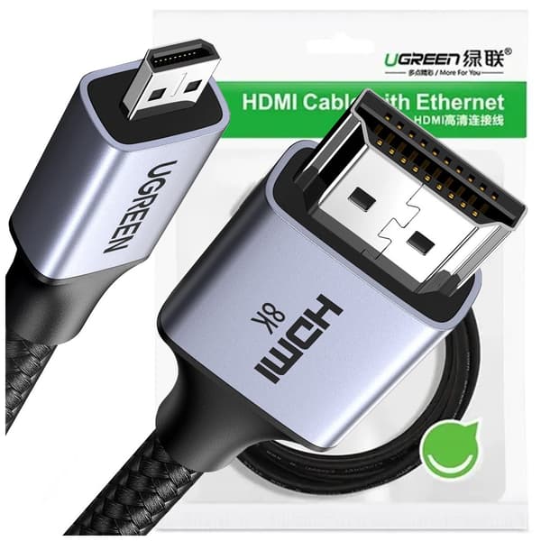 Micro HDMI - HDMI 2.1 8K adapterkabel 2m Ugreen HD164 - grå