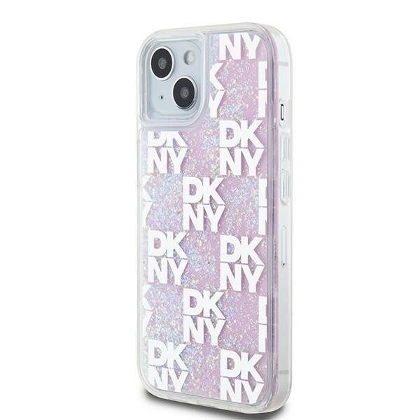 DKNY Liquid Glitter Multilogo beskyttelsesdeksel til iPhone 15/14/13 - rosa