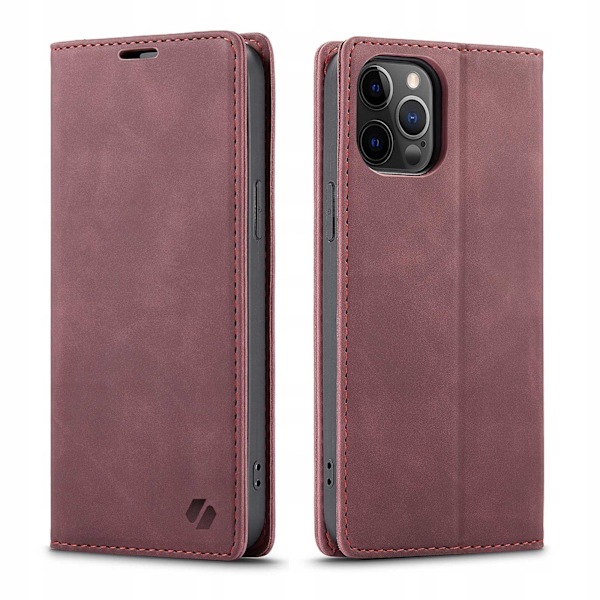 Spacecase Pålbocksväska För Iphone 12 Pro Max Skydd Rött Läder