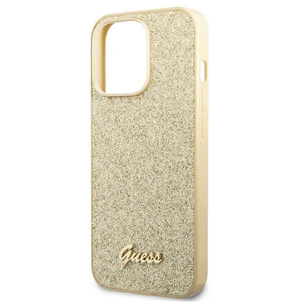 Guess GUHCP14LHGGSHD iPhone 14 Pro 6.1 gull/gull hardt deksel Glitter Script