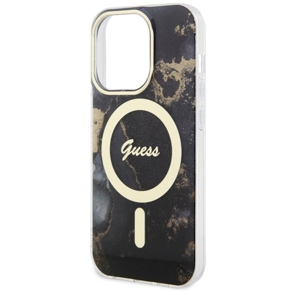 Guess GUHMP14XHTMRSK-deksel til iPhone 14 Pro Max 6.7 - svart Golden Marble MagSafe