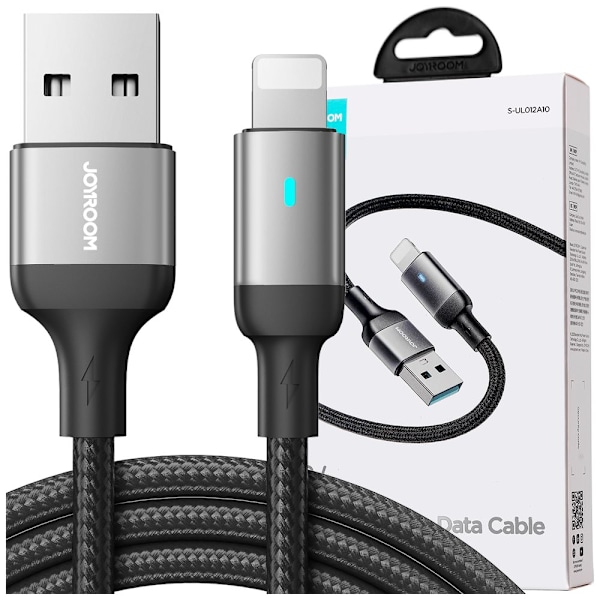 Joyroom USB-kabel - Lightning 2,4A A10 Series 1,2 m svart (S-UL012A10)