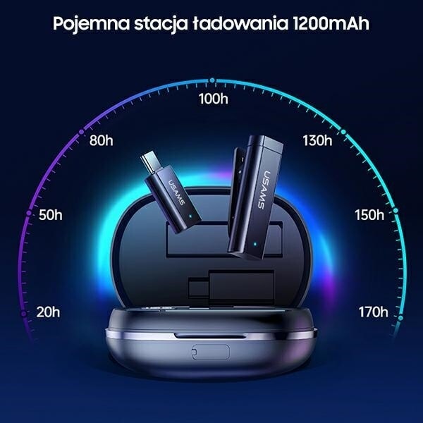 USAMS ENC 2.4G trådlös Lavalier-mikrofon Lightning ZB244MKF01 (US-ZB244)