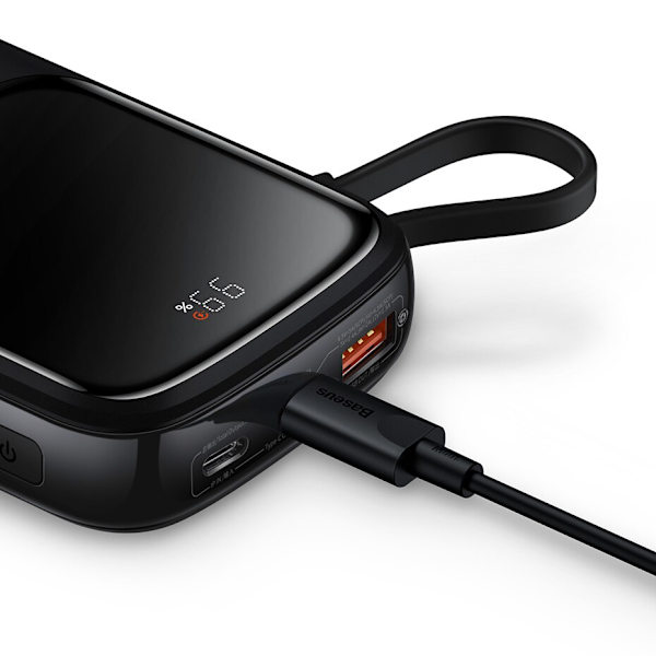 Powerbank 10000mAh 20W Baseus Qpow Pro Overseas Edition + USB C 3A-kabel - svart