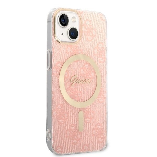 Guess sett MagSafe lader + etui for iPhone 14 6.1 rosa 4G Print (GUBPP14SHMEACSK)