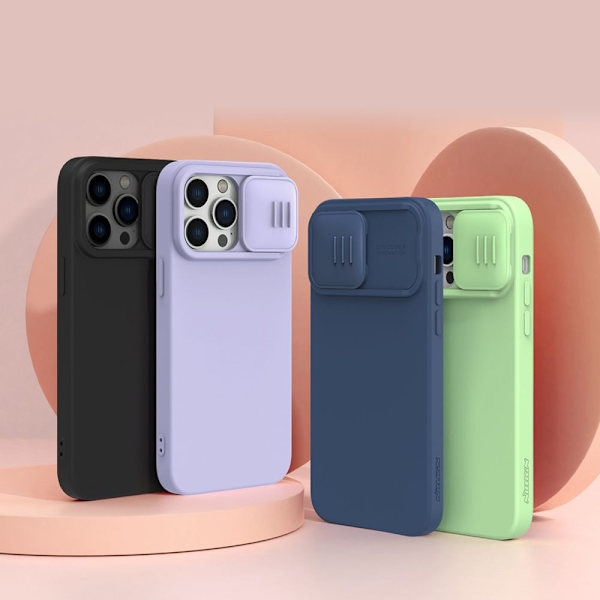 Nillkin CamShield Silikon Silikonveske iPhone 14 Pro Max silikondeksel og kamerabeskyttelse blå