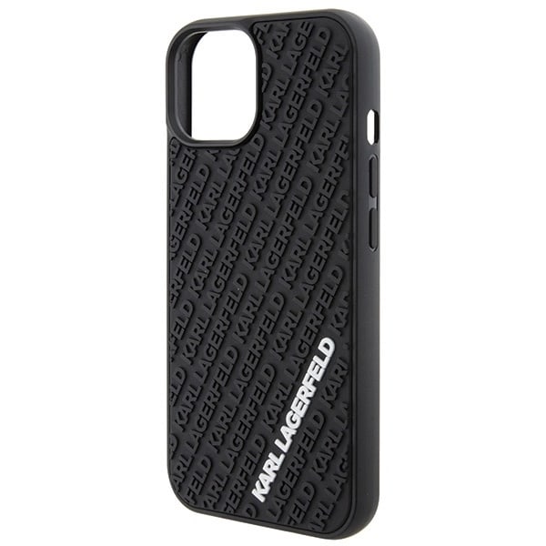 KARL LAGERFELD 3D RUBBER MULTI LOGO COVER TIL IPHONE 15 - SORT