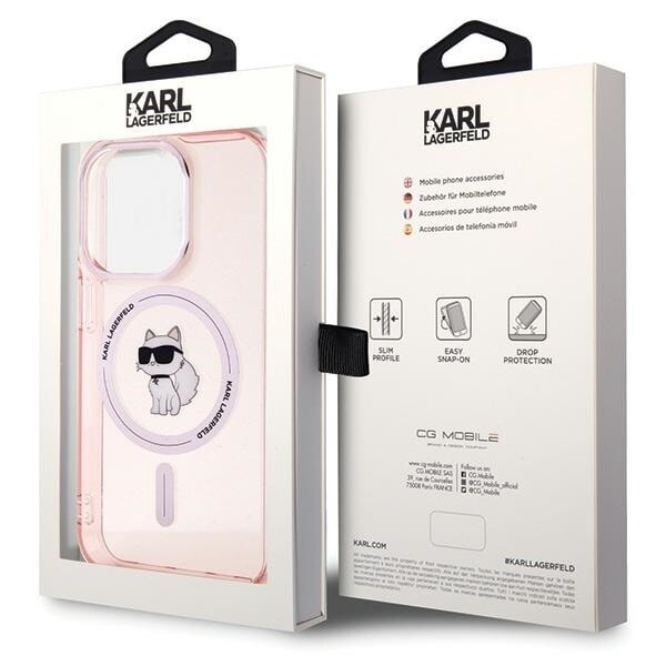 Karl Lagerfeld IML Choupette MagSafe-deksel til iPhone 15 Pro Max - Rosa