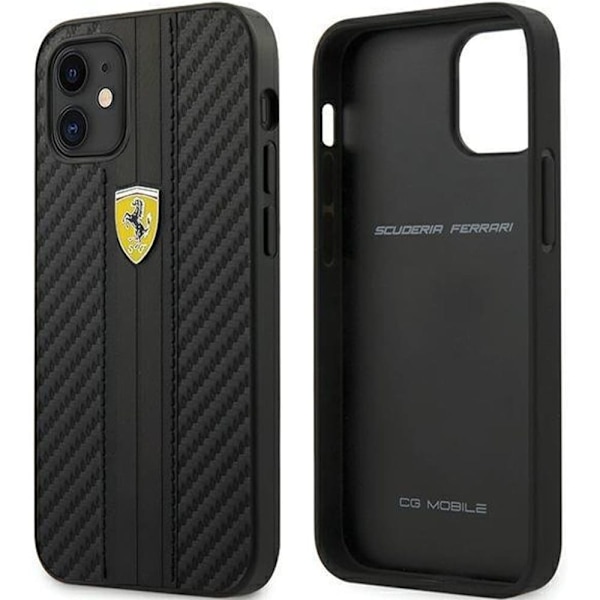 FERRARI ON TRACK PU CARBON ETUI TIL IPHONE 12 MINI - SORT