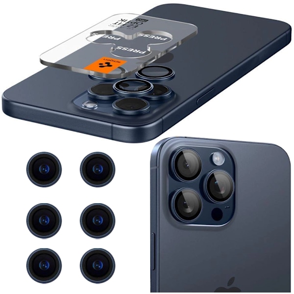 SPIGEN OPTIK.TR EZ FIT KAMERABESKYTTER TIL IPHONE 14 PRO / PRO MAX / 15 PRO / PRO MAX - TITANIUM BLÅ 2 STK.