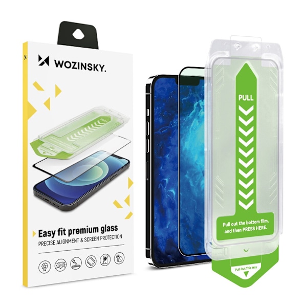 9H herdet glass med Wozinsky Premium Glass Monteringsramme for iPhone 15 - Svart