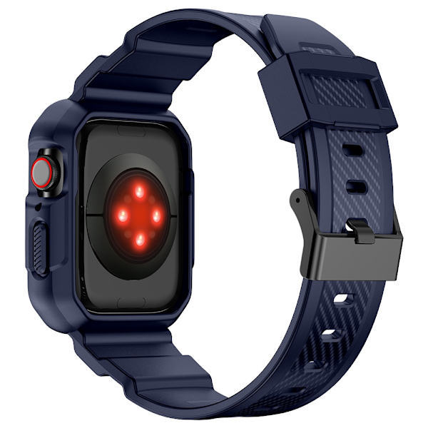 Kingxbar CYF537 2-i-1 pansret etui til Apple Watch SE 8, 7, 6, 5, 4, 3, 2, 1 (45, 44, 42 mm) med blå stropp