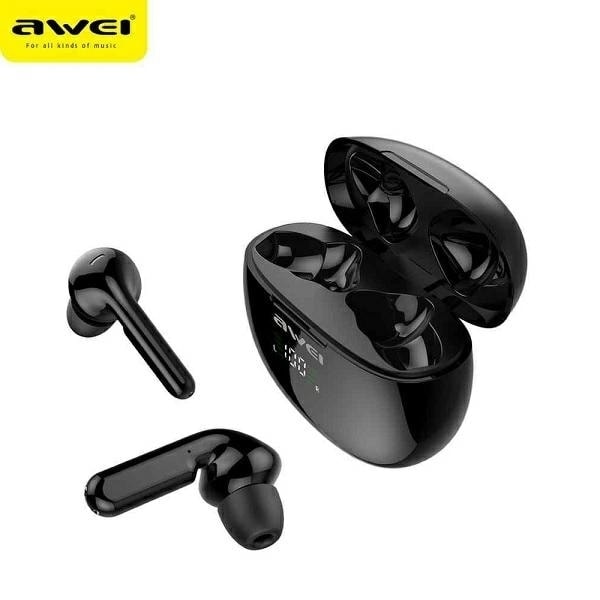 AWEI Bluetooth 5.0 T15P TWS hörlurar + dockningsstation svart/svart