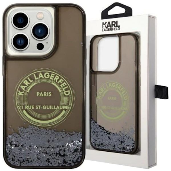 KARL LAGERFELD LIQUID GLITTER RSG ETUI TIL IPHONE 14 PRO - SORT