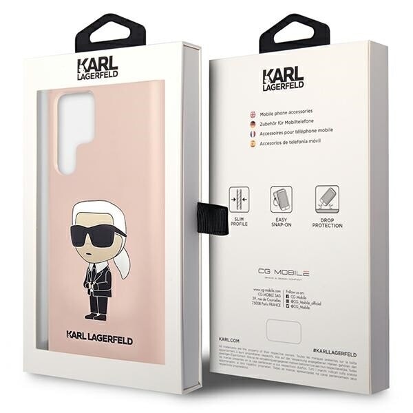 Karl Lagerfeld KLHCS23LSNIKBCP Sam S23 Ultra S918 Hard Case - Rosa Silikon Ikonik