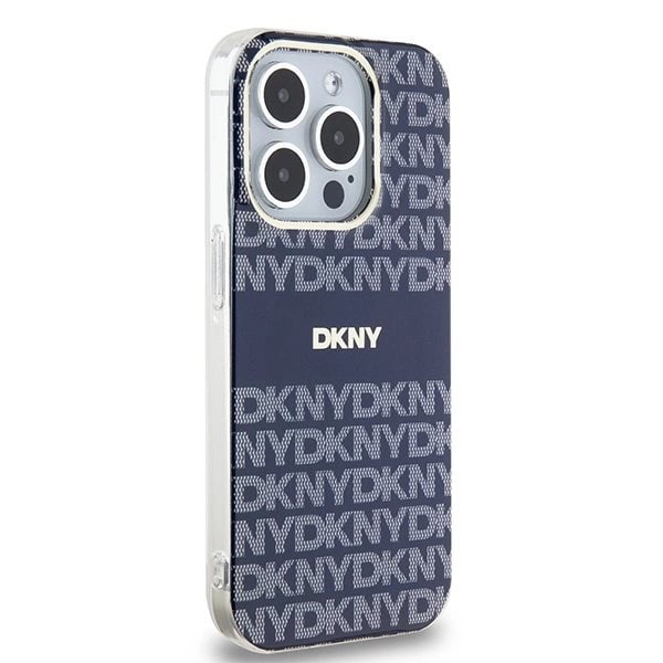 DKNY IML Mono & Stripe MagSafe beskyttelsesdeksel til iPhone 15 Pro - blå