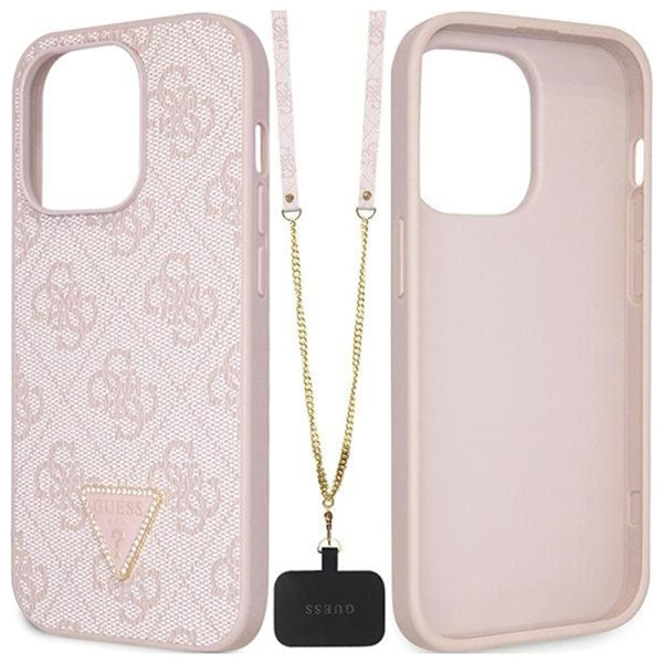 Guess GUHCP15LP4TDSCPP iPhone 15 Pro 6.1 rosa/rosa hardt deksel Crossbody 4G metalllogo