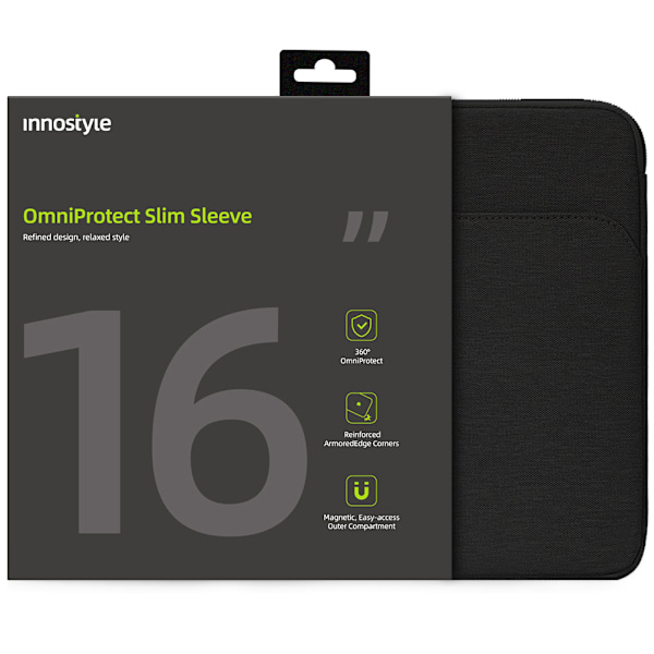 INNOSTYLE 16" LAPTOPVÄSKA VATTENTÄTT FODRAL OMNIPROTECT SLIM SVART