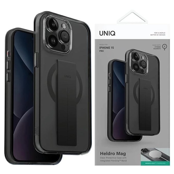 UNIQ Heldro Mag Mag Magclick Ladeveske til iPhone 15 Pro Max - Svart