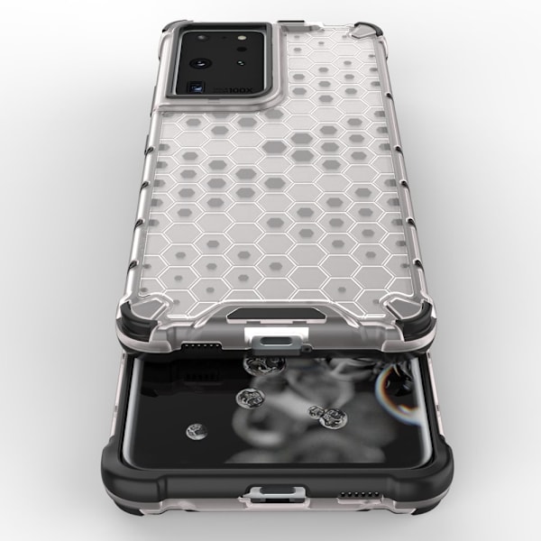 Honeycomb pansret deksel med gelramme for Samsung Galaxy S22 Ultra transparent