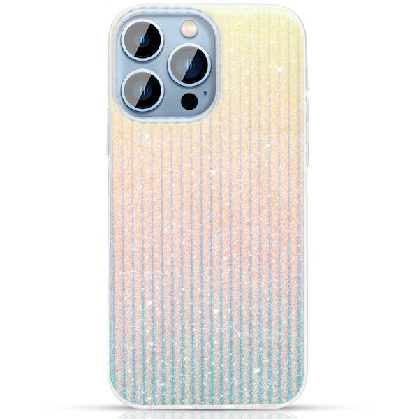 Kingxbar Travel Series Luxury Elegant Case for iPhone 13 Pro blå og oransje (skyer)