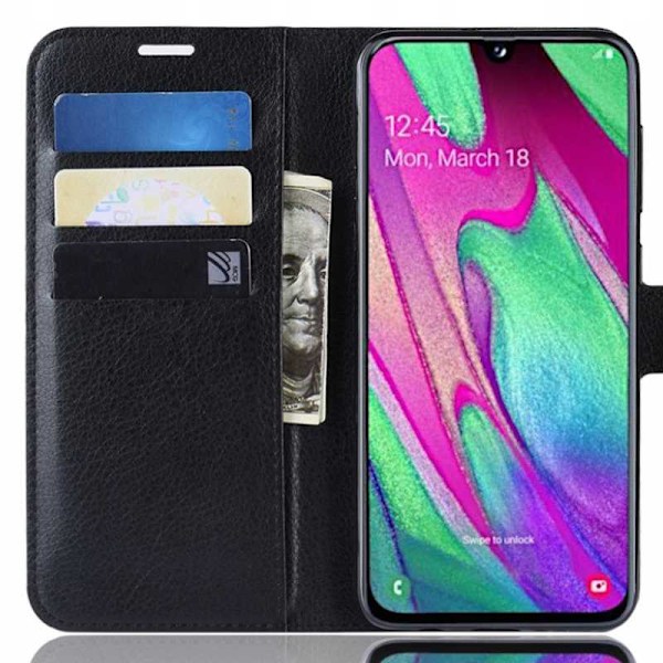 Litchi Fodral Till Samsung Galaxy A40 Svart