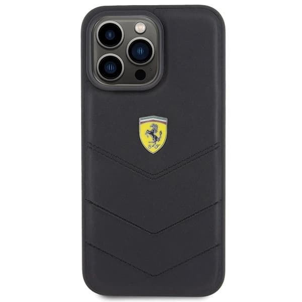 FERRARI QUILTED METAL LOGO COVER TIL IPHONE 15 PRO MAX - SORT