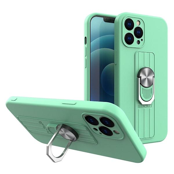 Ring Case silikondeksel med fingerholder og stativ for iPhone 12 Pro Max mint